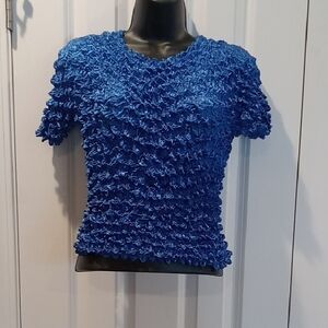 Vintage Y2K Chic Blue Textured Women's Blouse